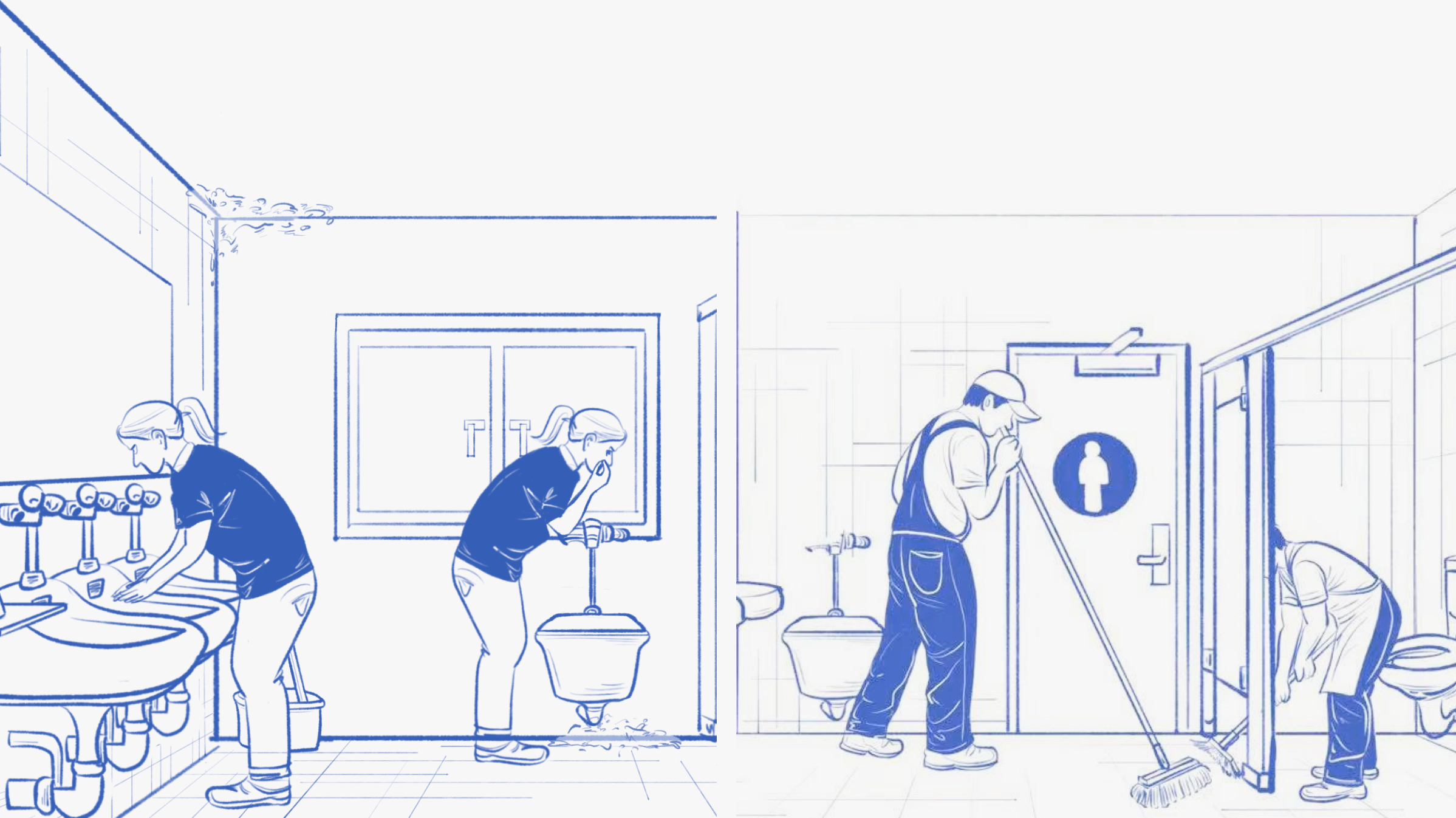 Public restroom sanitation and air-quality context